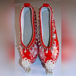 Hanfu-Chinese Wedding Embroidered Pearls Rhinstones Shoes 36 Pearl &Tassels